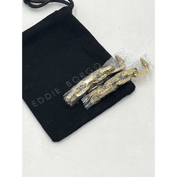 Eddie Borgo 12K Gold Plated Chain Supra Link Highly Polish Dangle Earrings New - Picture 4 of 9